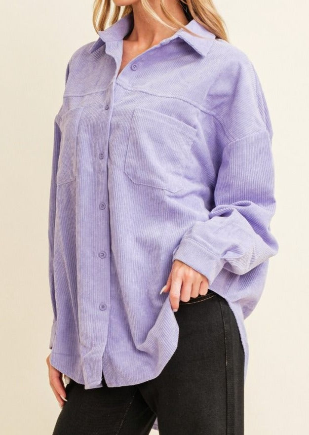 Lilac and Lily Corduroy Button Down