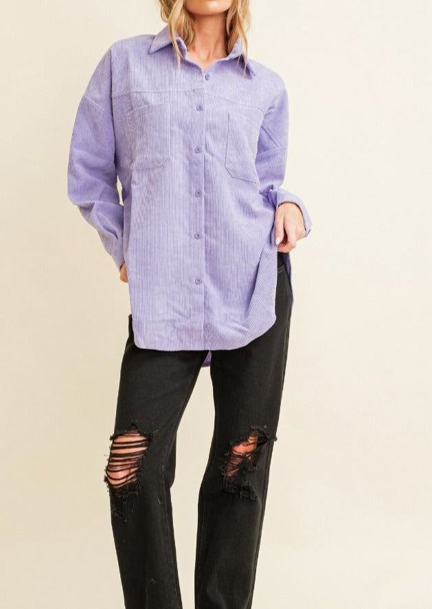 Lilac and Lily Corduroy Button Down