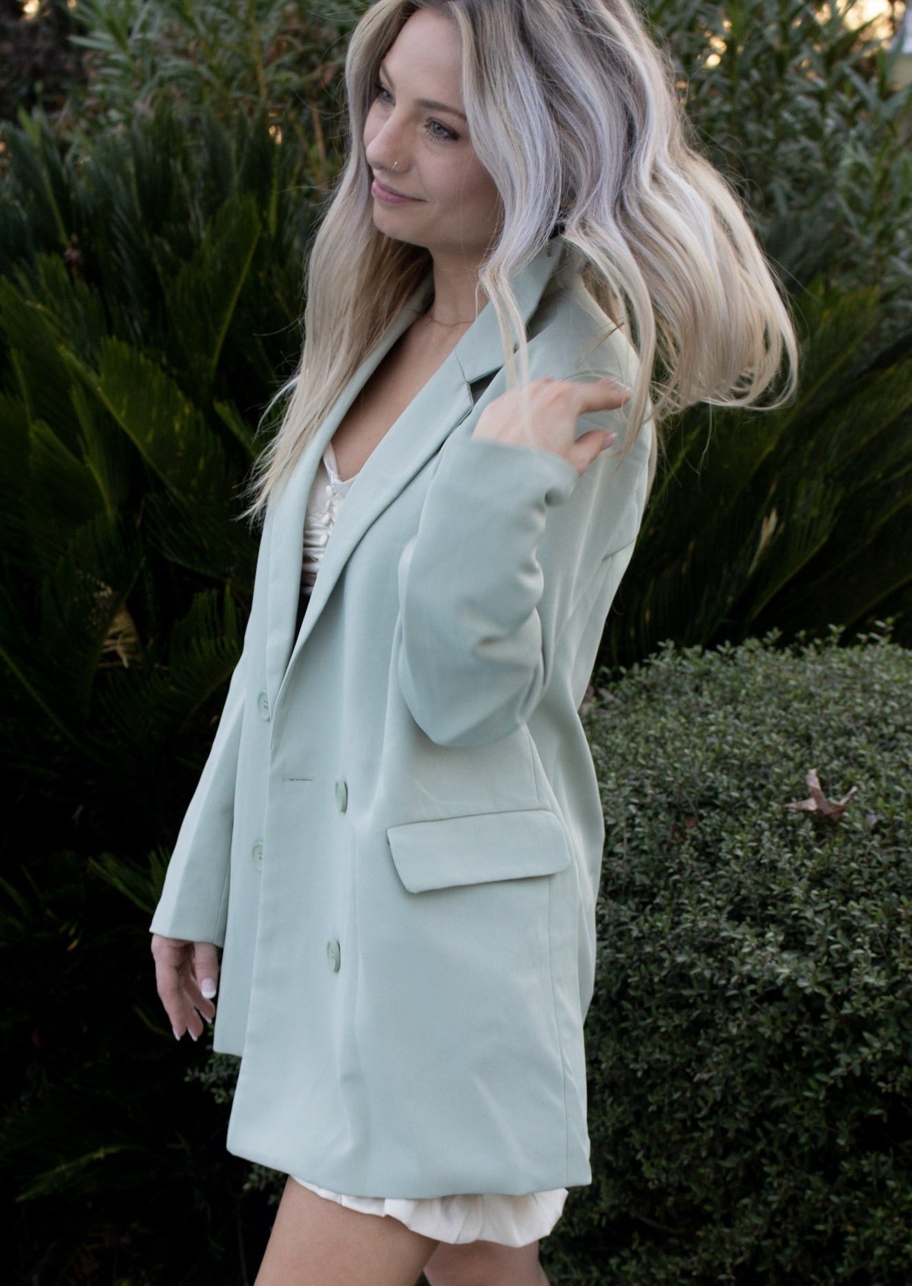 Risky Business Blazer Jacket - Sage