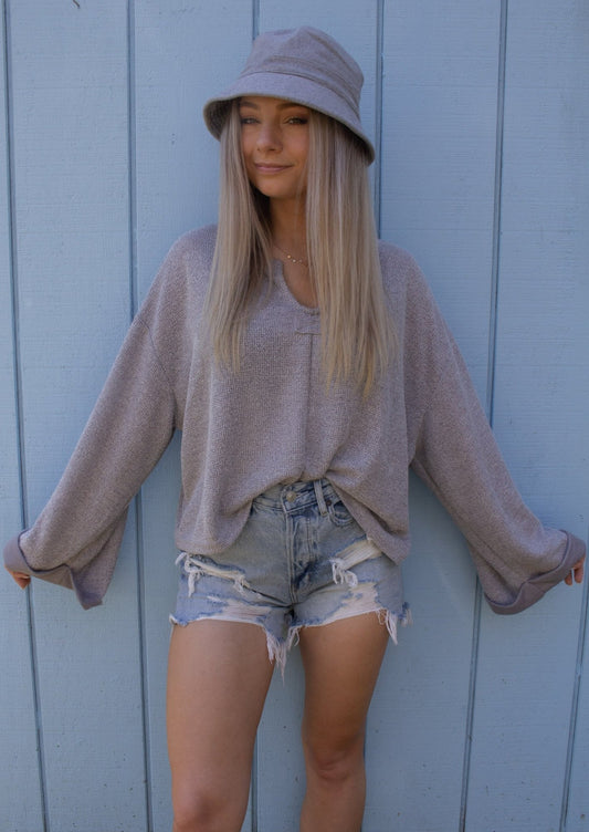 Go With the Flow Top - Heather Grey