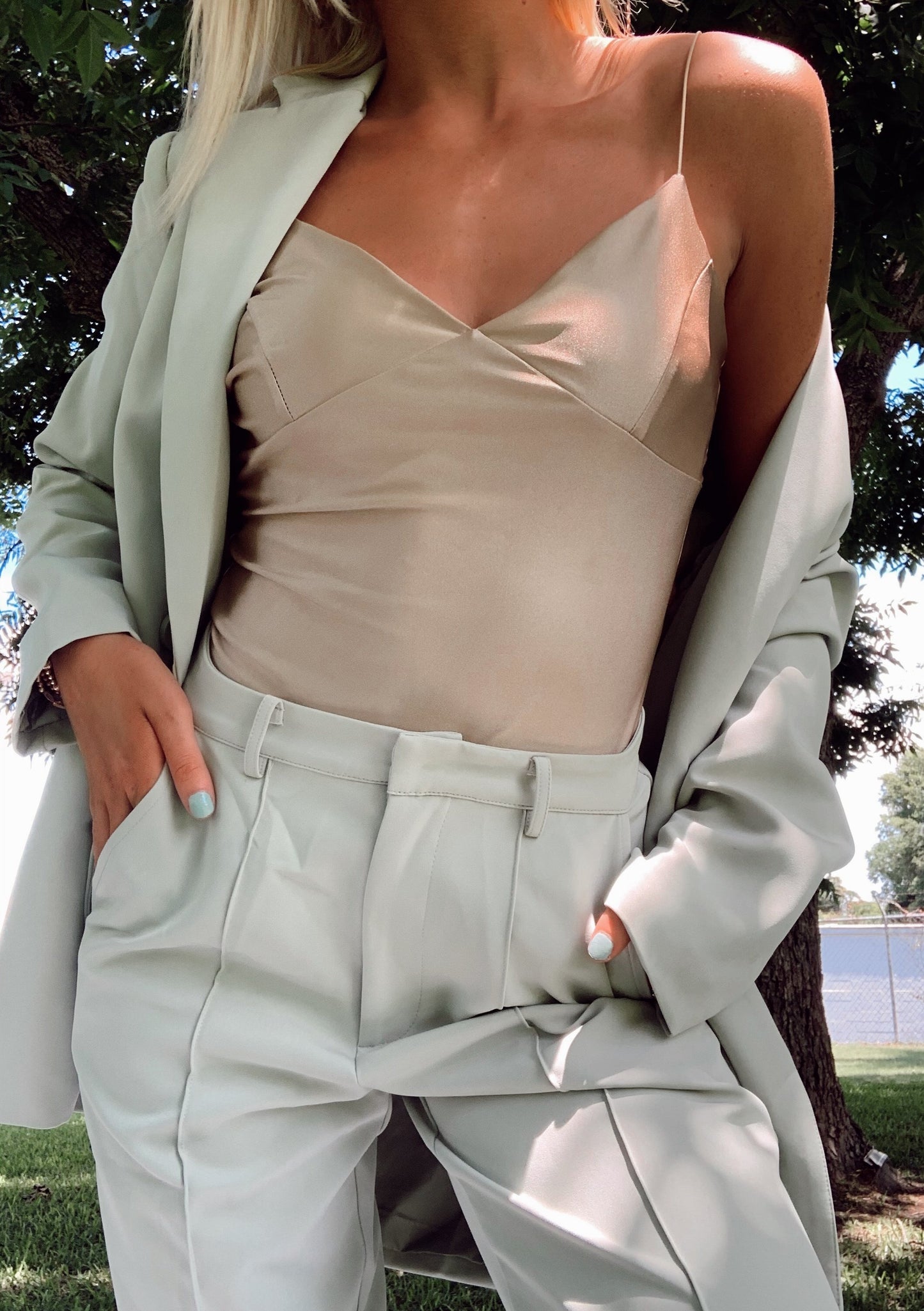 Risky Business Blazer Jacket - Sage