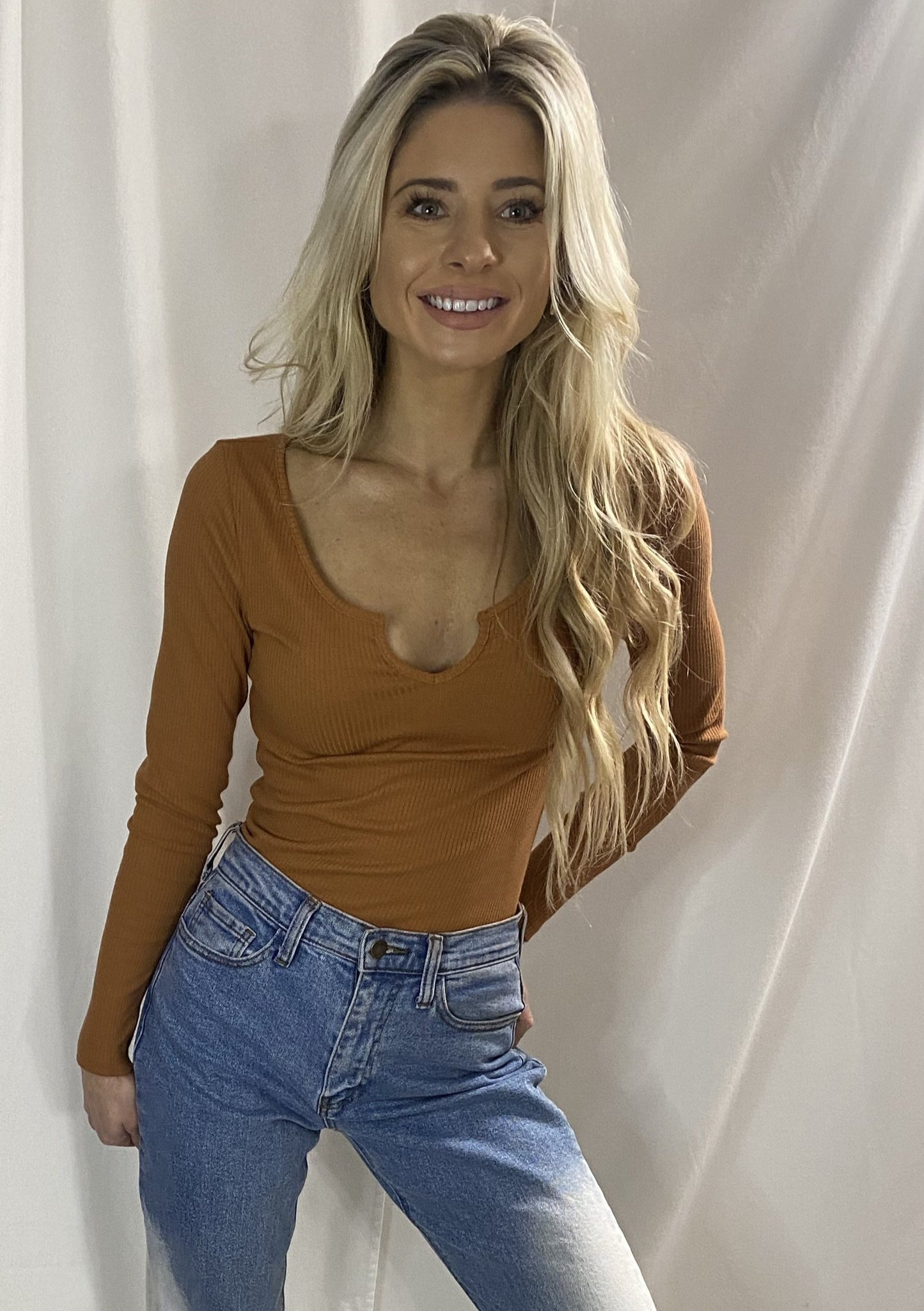 Ribbed Knit Top - Cinnamon