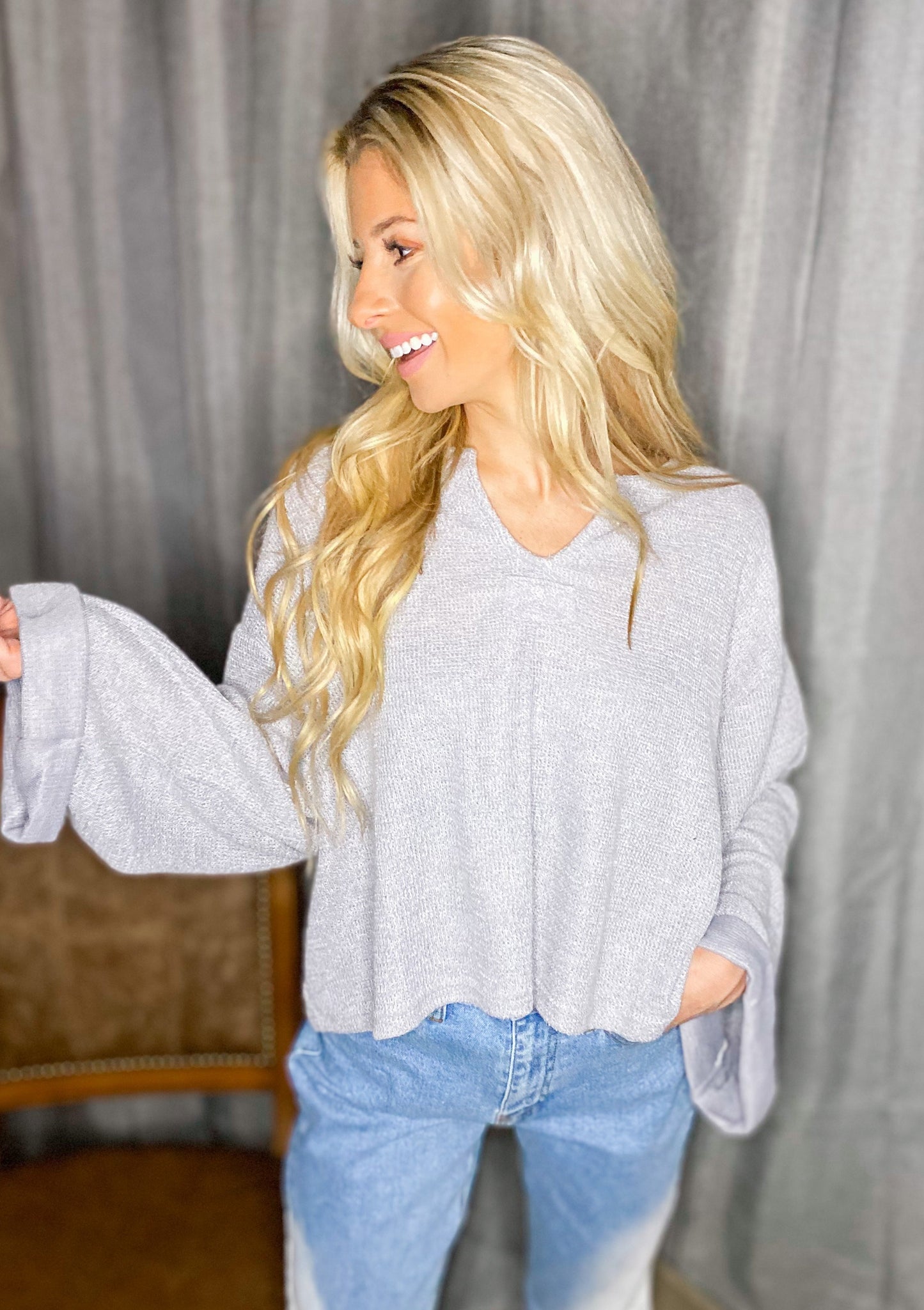 Go With the Flow Top - Heather Grey