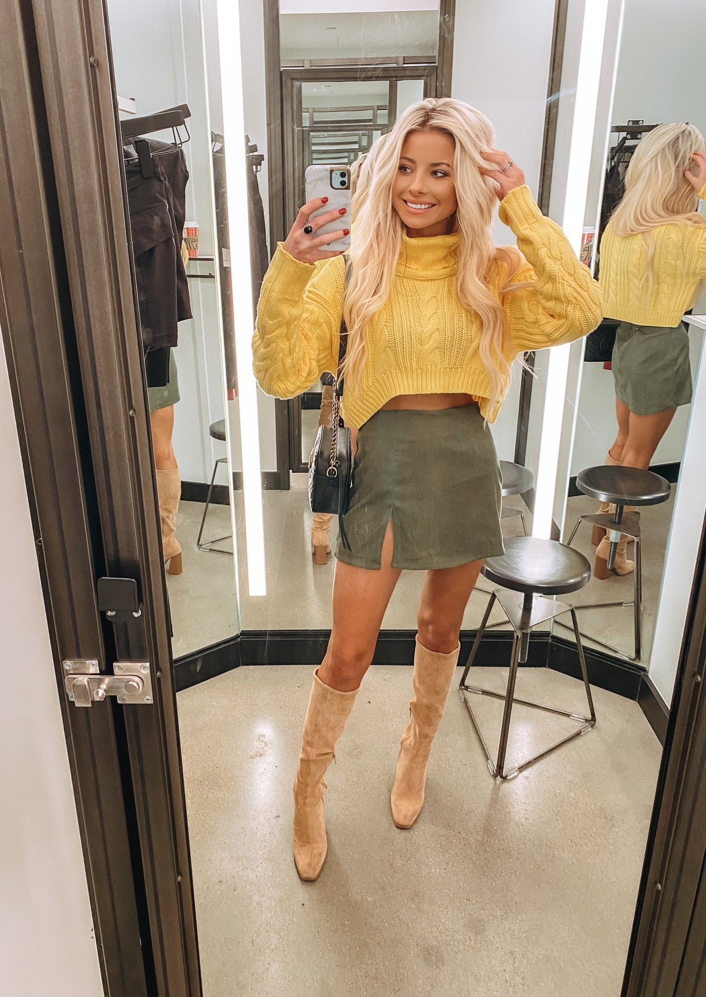 Give a Slit Mini Skirt - Olive