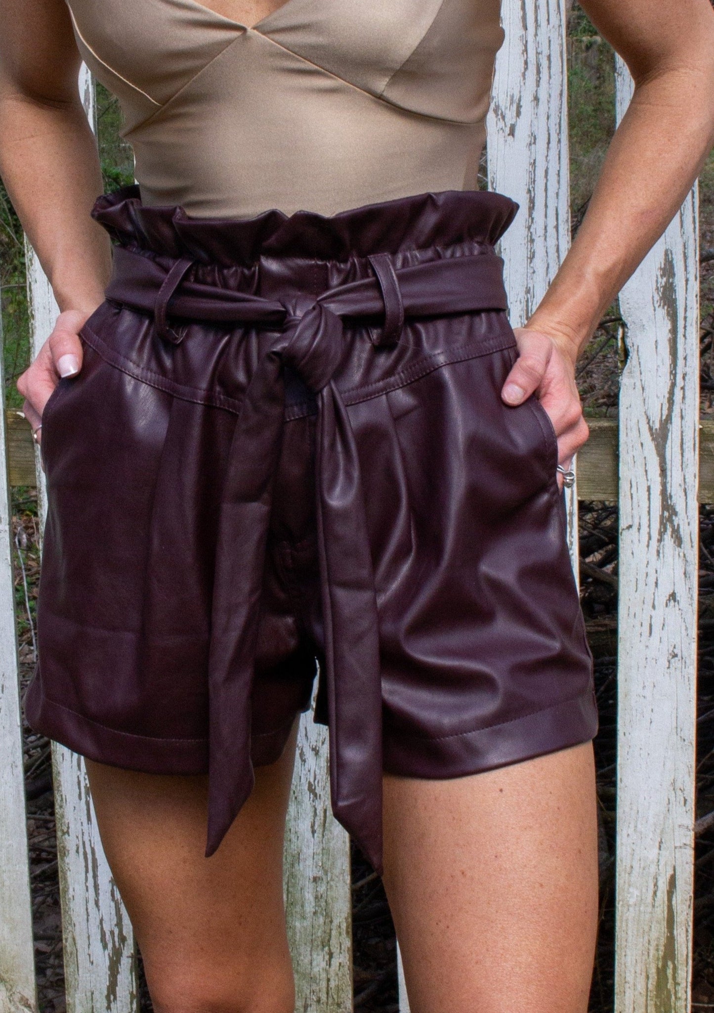 Leather Paperbag Shorts