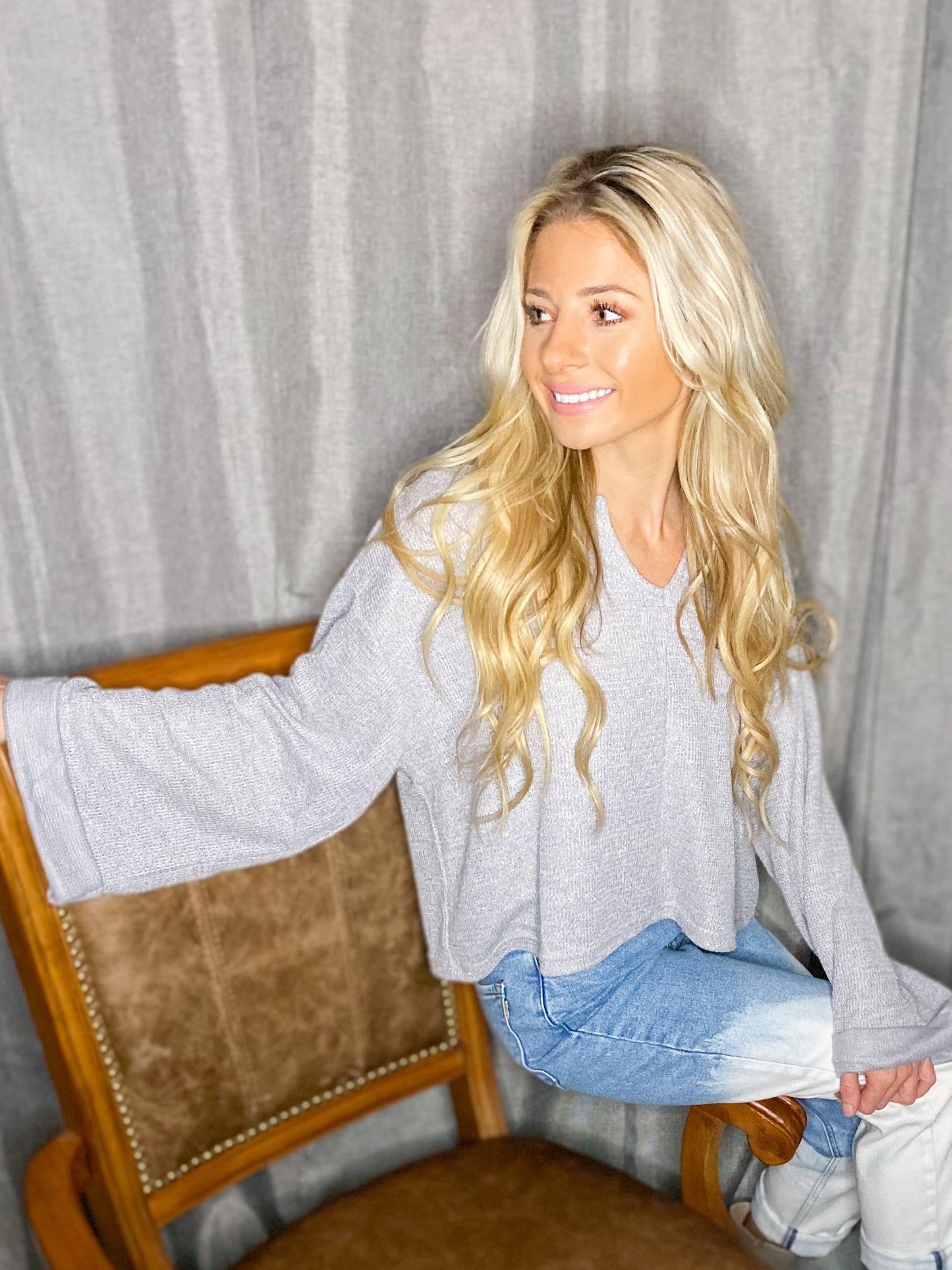 Go With the Flow Top - Heather Grey