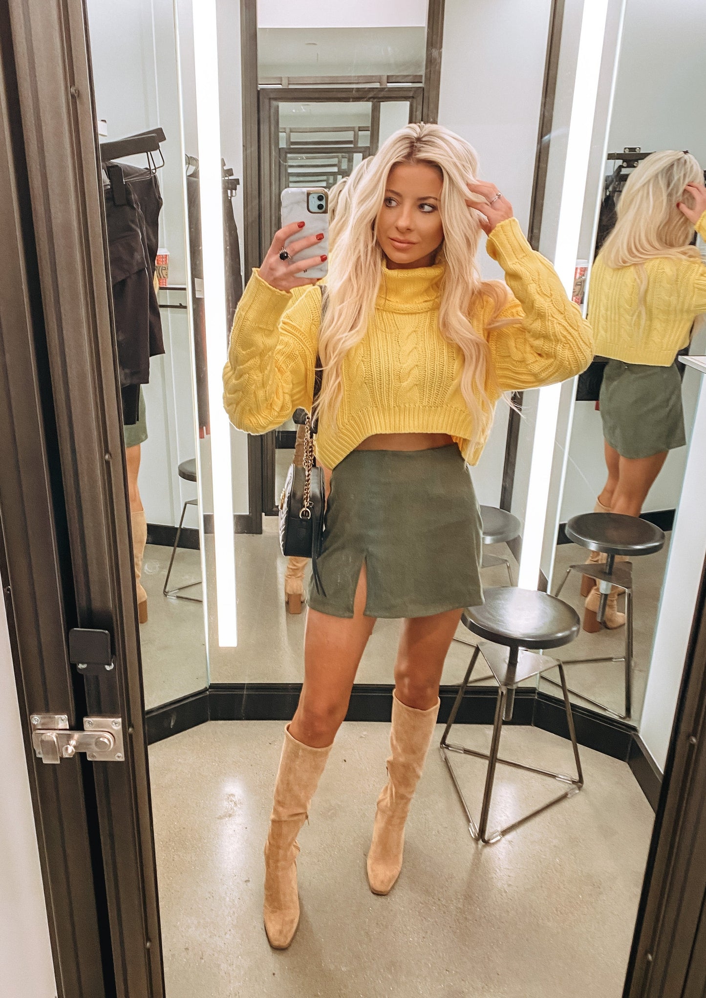 Give a Slit Mini Skirt - Olive