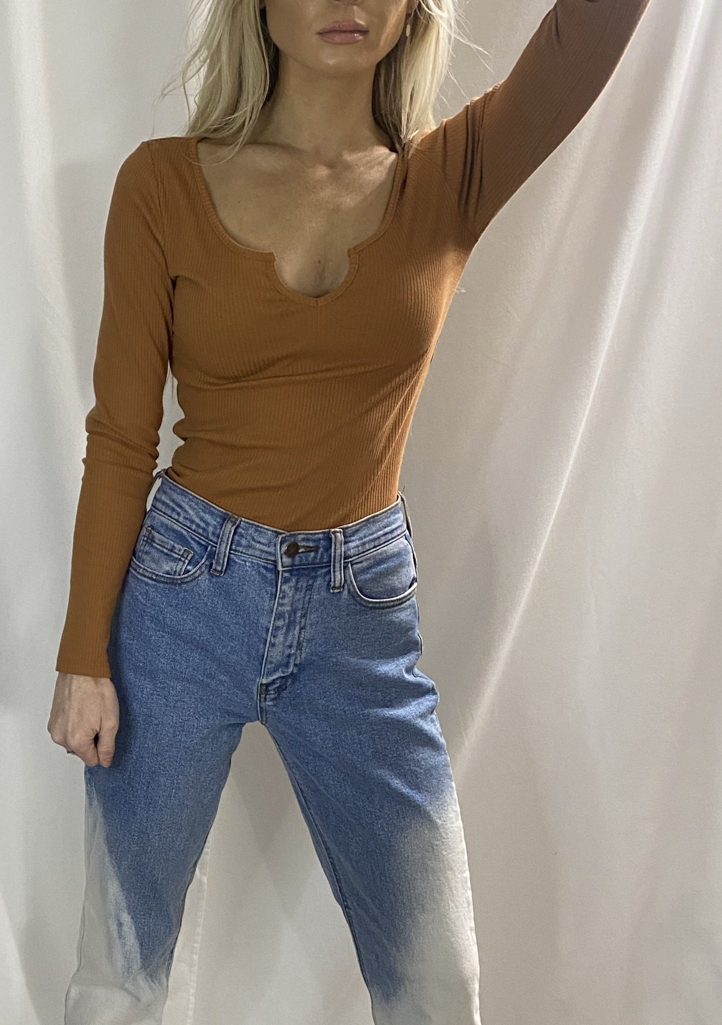 Ribbed Knit Top - Cinnamon