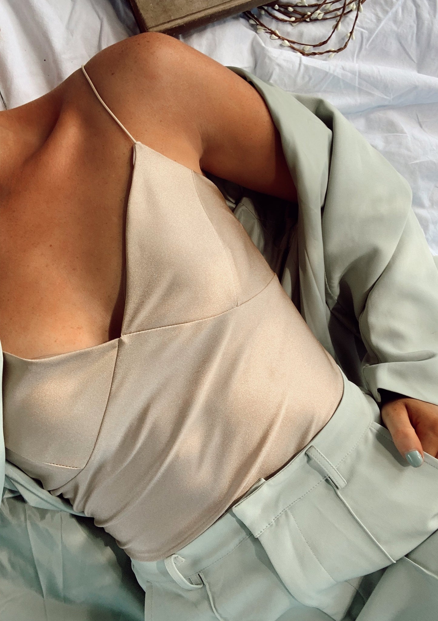 Becca Silk Bodysuit - Tan