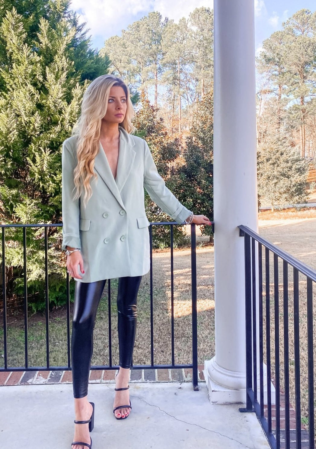 Risky Business Blazer Jacket - Sage